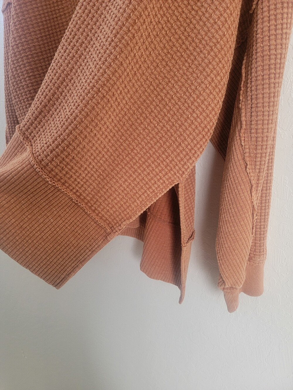 American Eagle Waffle Knit Oversized Orange Pullover Lived In Sweater XL - Picture 3 of 5